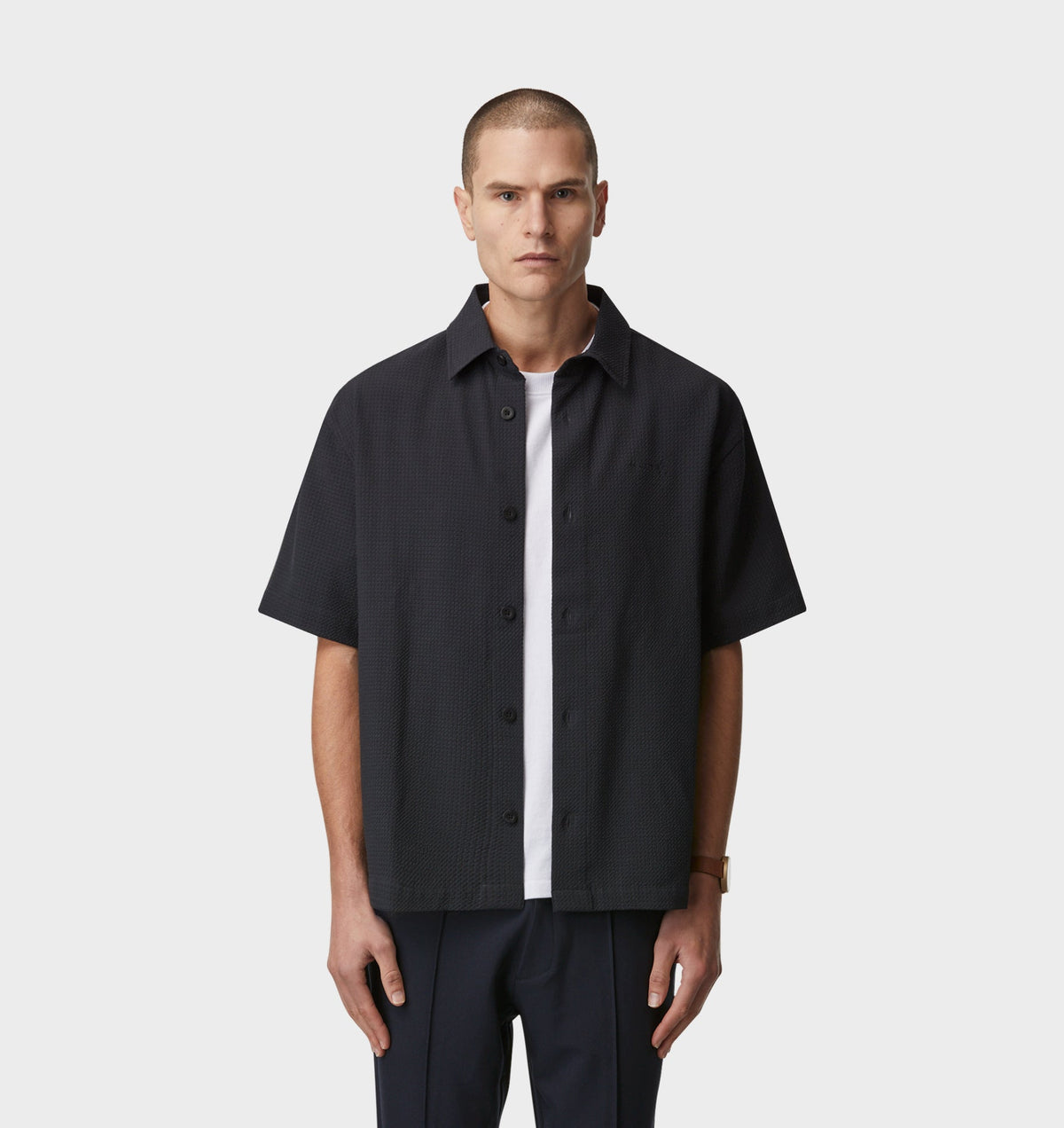 Dawson Boxy SS Shirt - Navy/Black Check