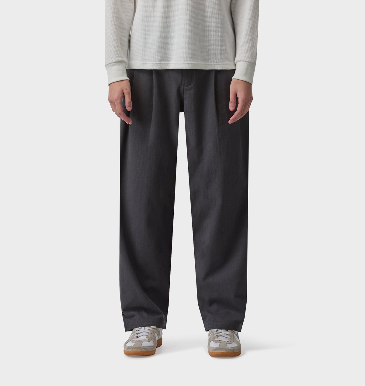Twin Pleat Pant - Charcoal