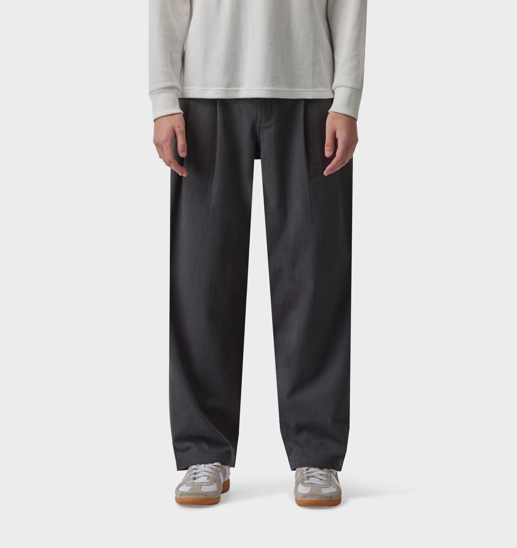 Twin Pleat Pant - Charcoal