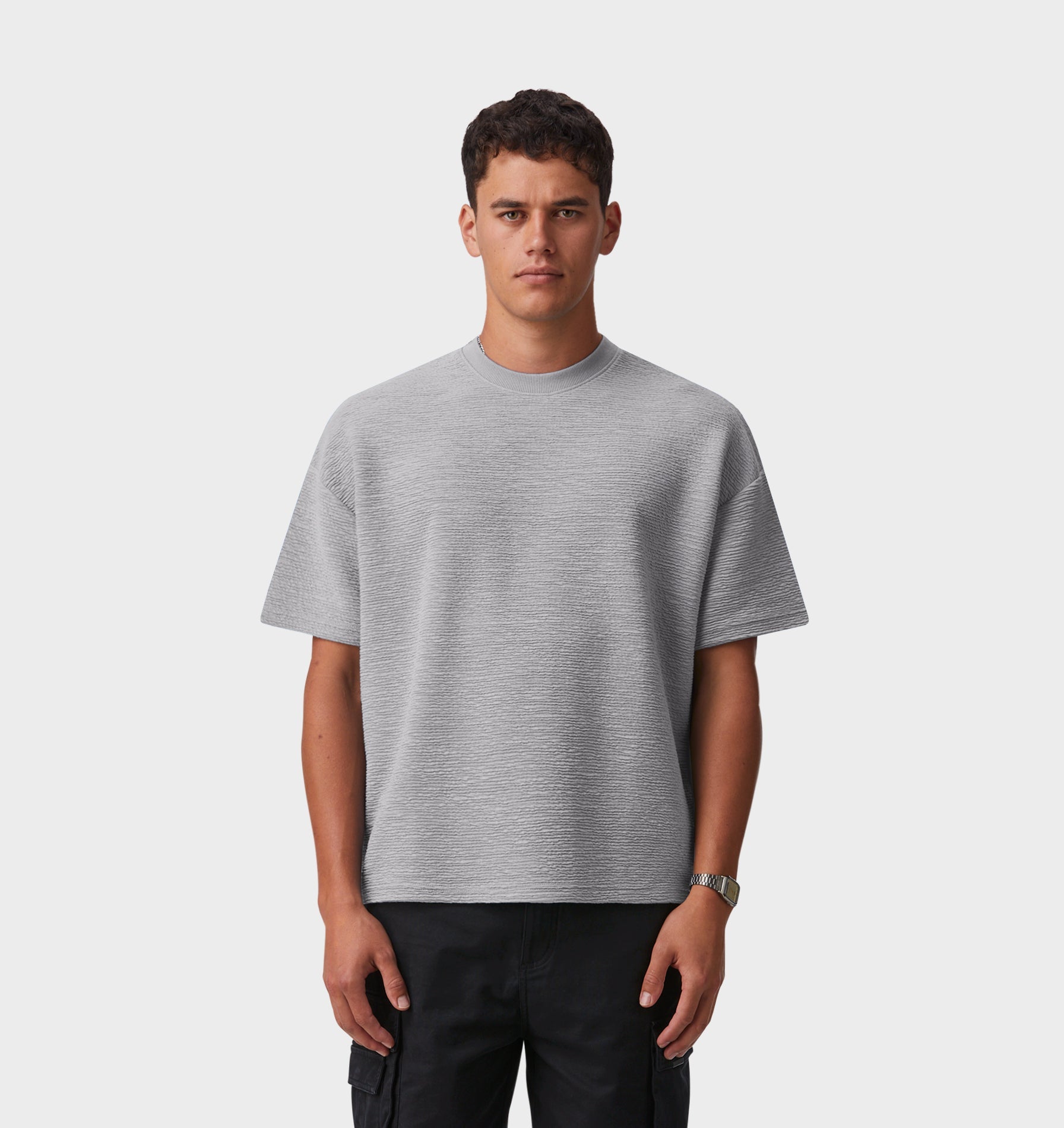 Ridged Lewi Crop Tee - Vintage Grey
