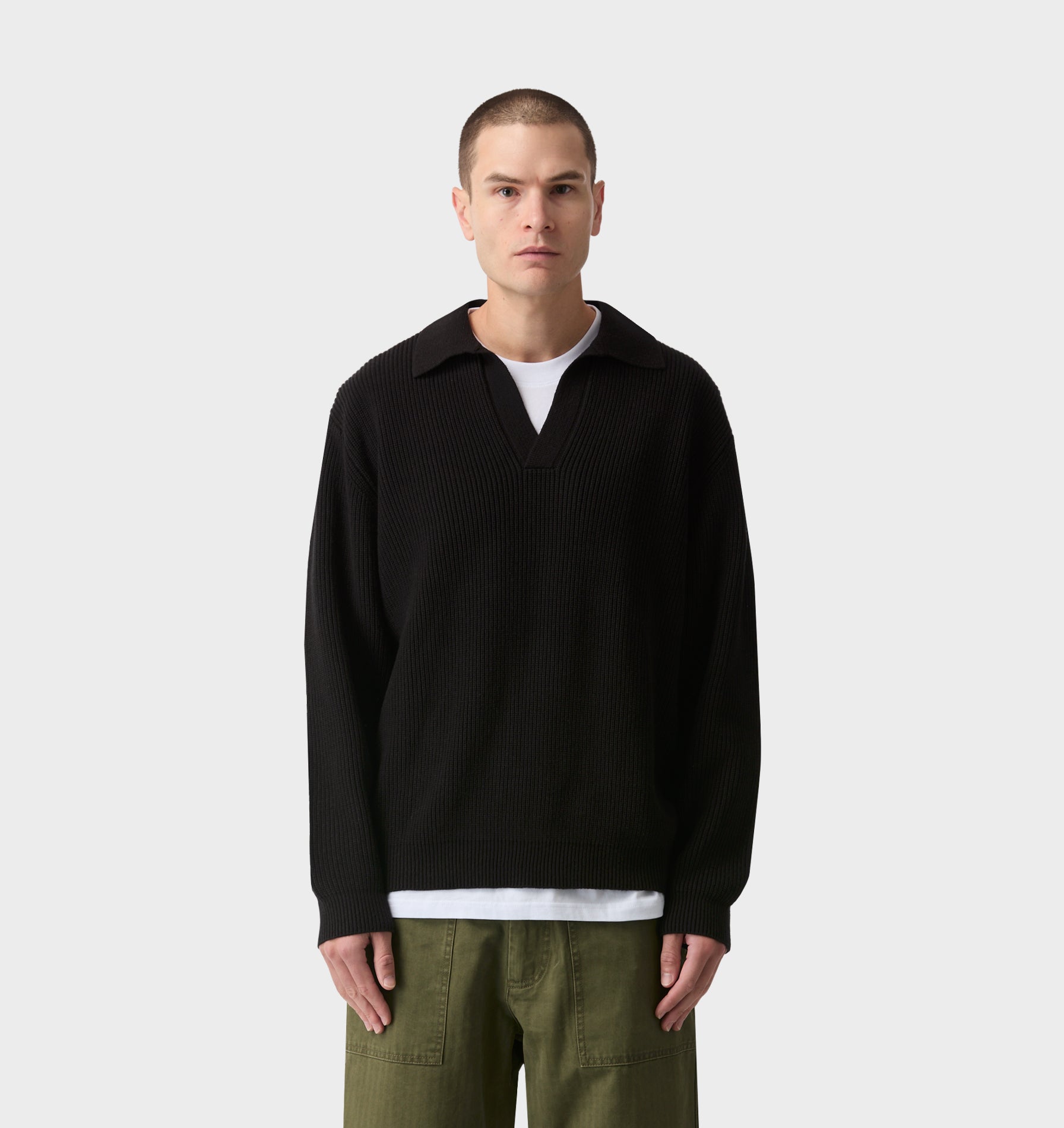 Knit LS Polo - Black