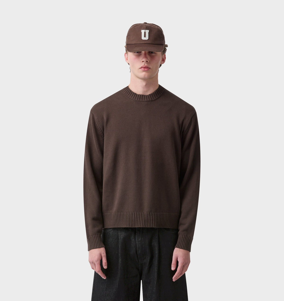 Midweight Crop Knit Sweater - Espresso