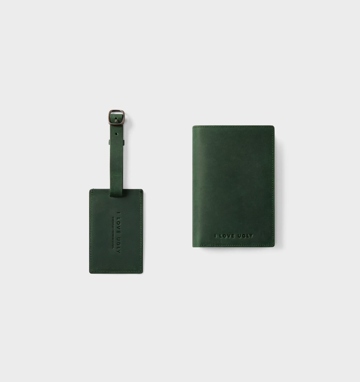 Leather Passport Holder/Luggage Tag - Green
