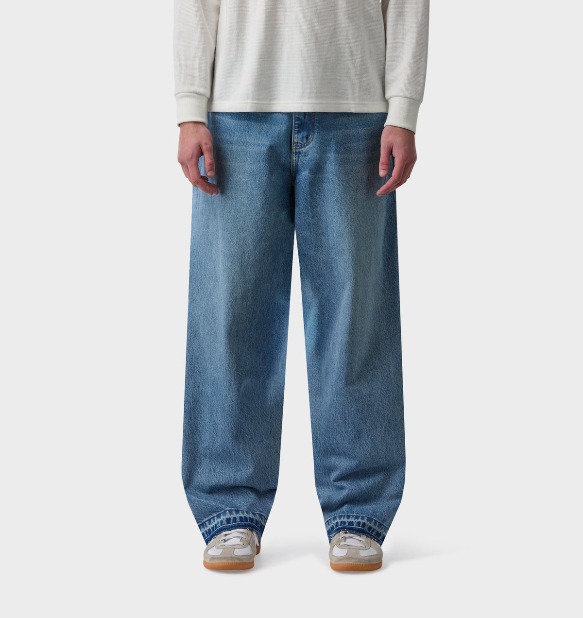 Raw Hem Edgar Wide Denim - Vintage Blue