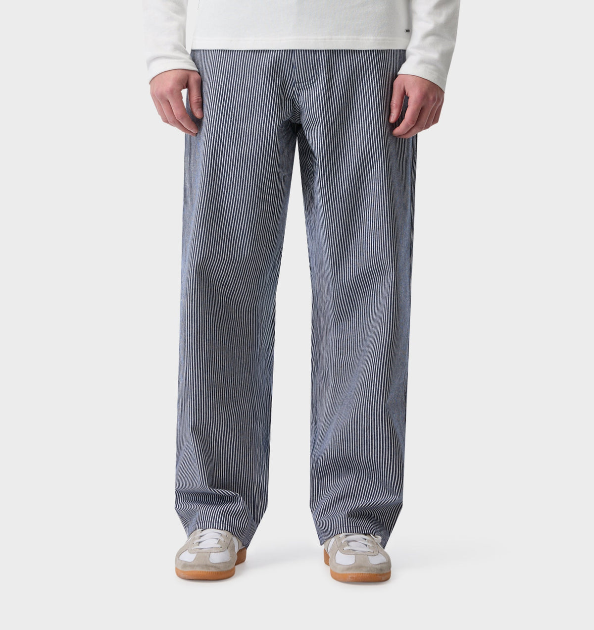 Edgar Wide Pant - Navy/ White Stripe