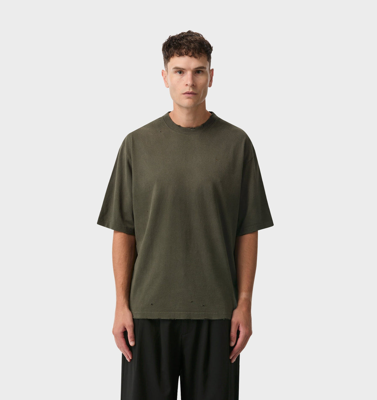 Distressed Oversized Tee - Faded Green