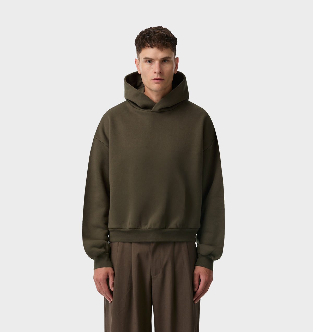 Heavy Crop Box Hood - Burnt Olive