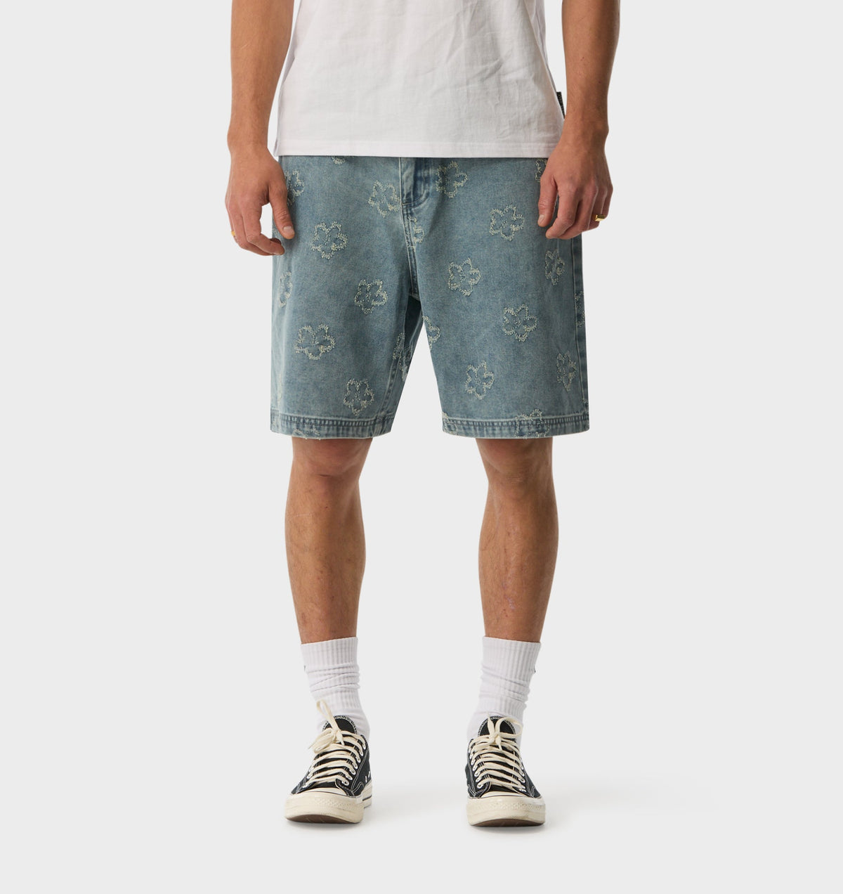 Floral Clean Carpenter Short - Vintage Blue