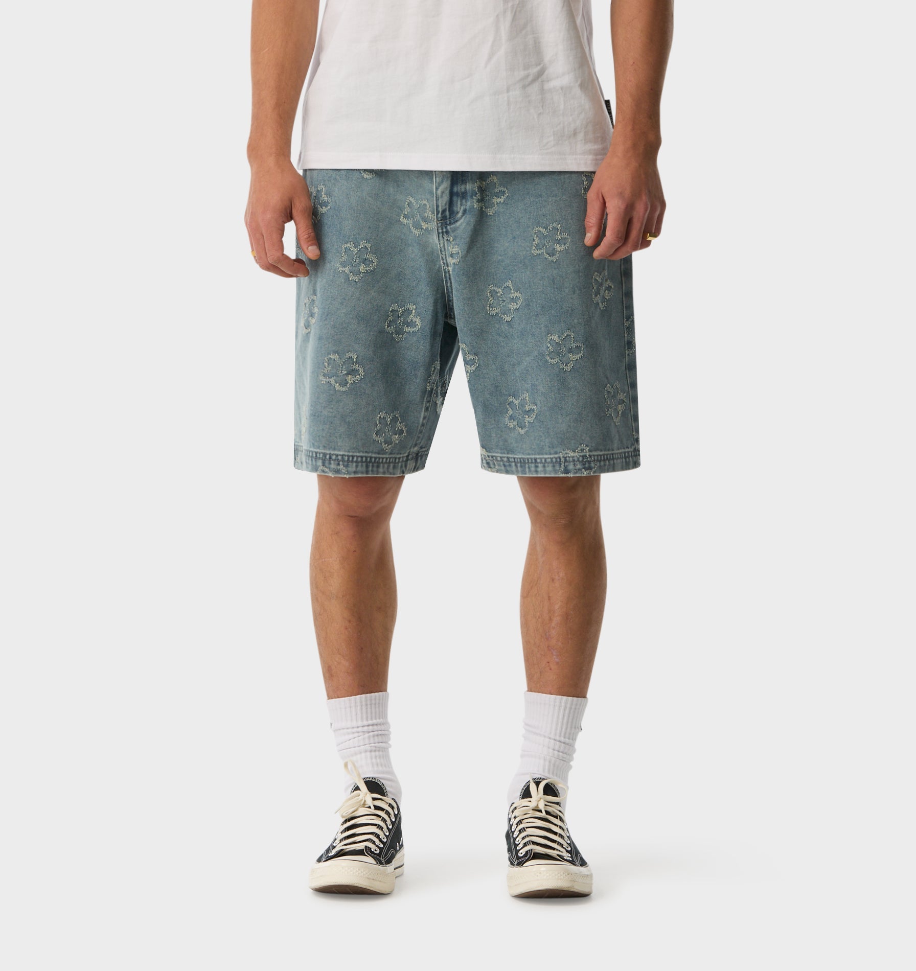 Floral Clean Carpenter Short - Vintage Blue