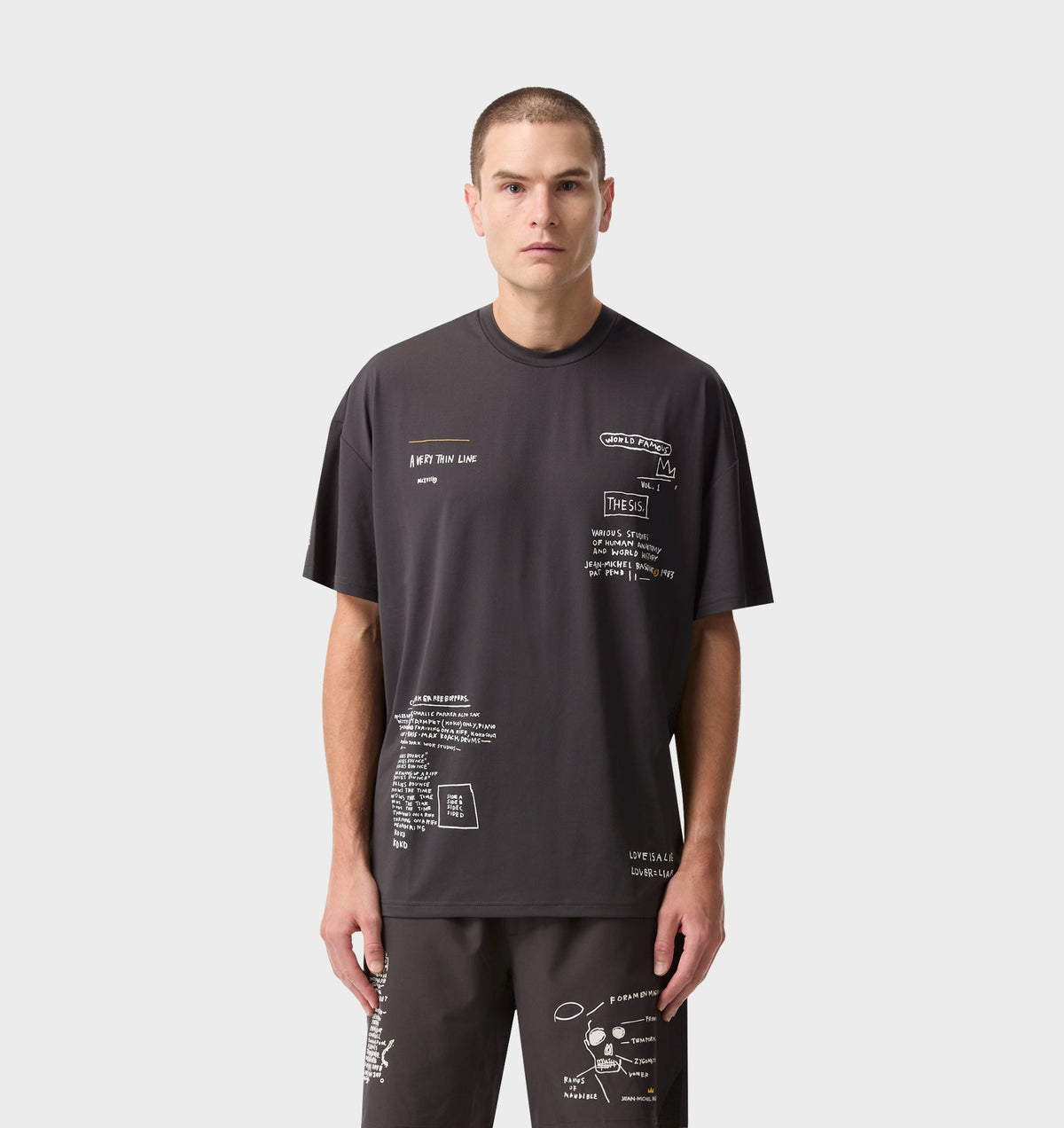 Basquiat Scribble Active Box Tee - Charcoal