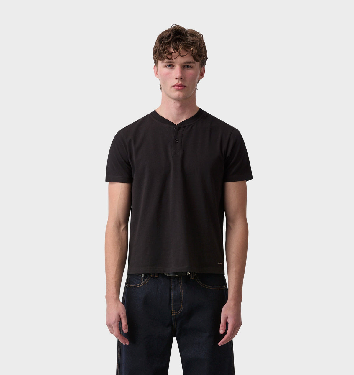 Henley Muscle Tee - Black