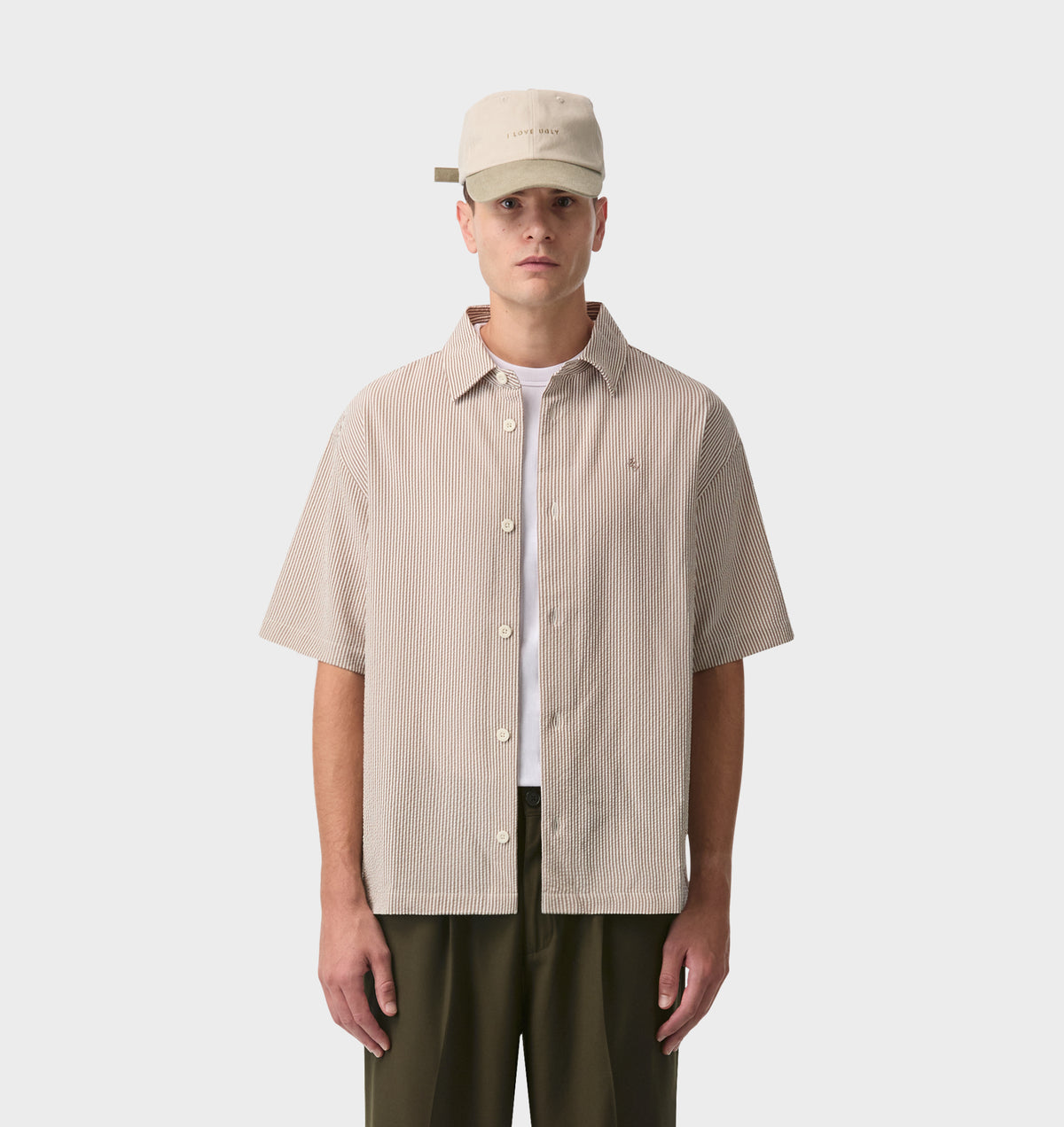 Dawson Boxy SS Shirt - Brown Stripe