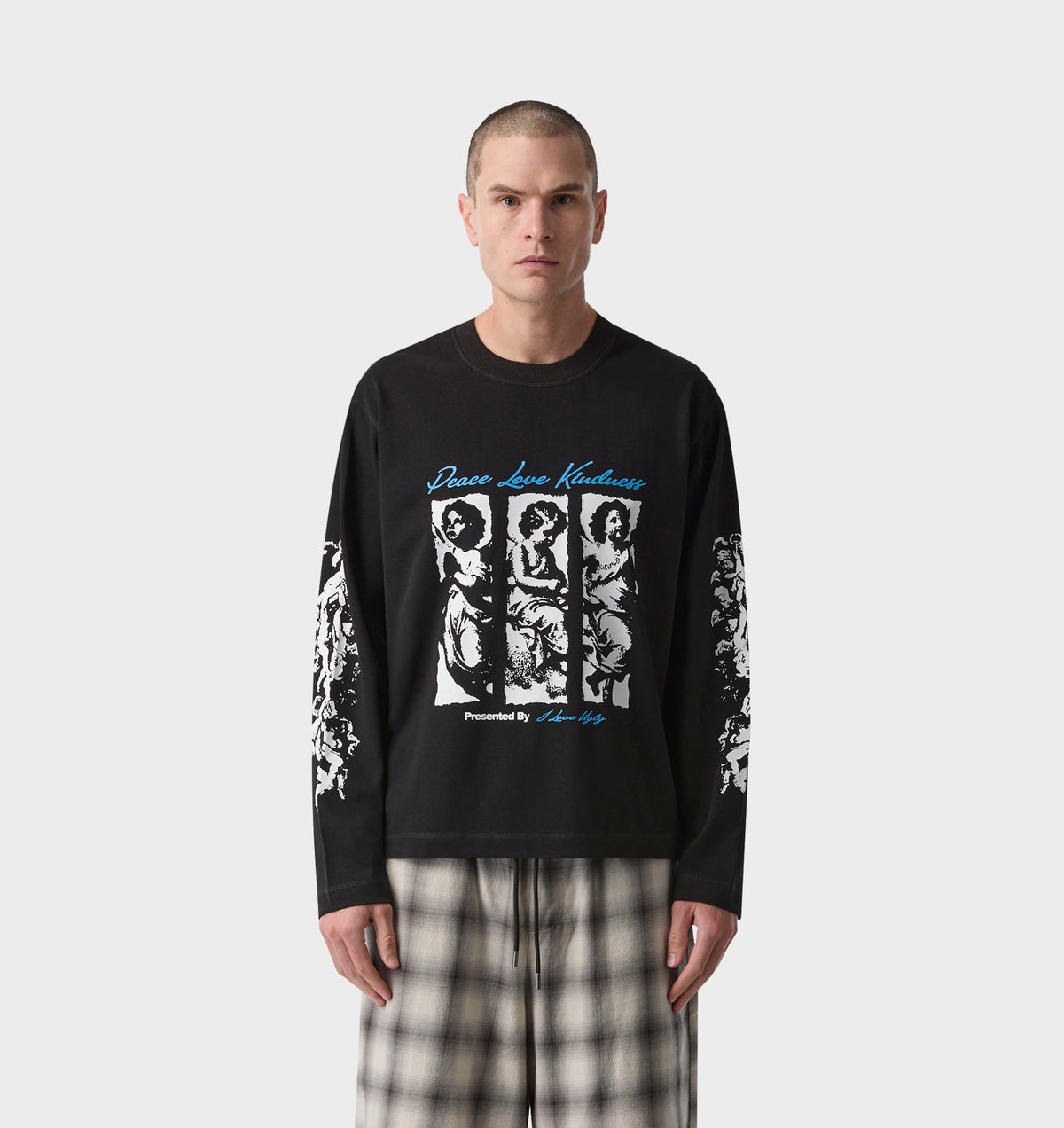 Peace Love Kindness Crop Box LS Tee - Black