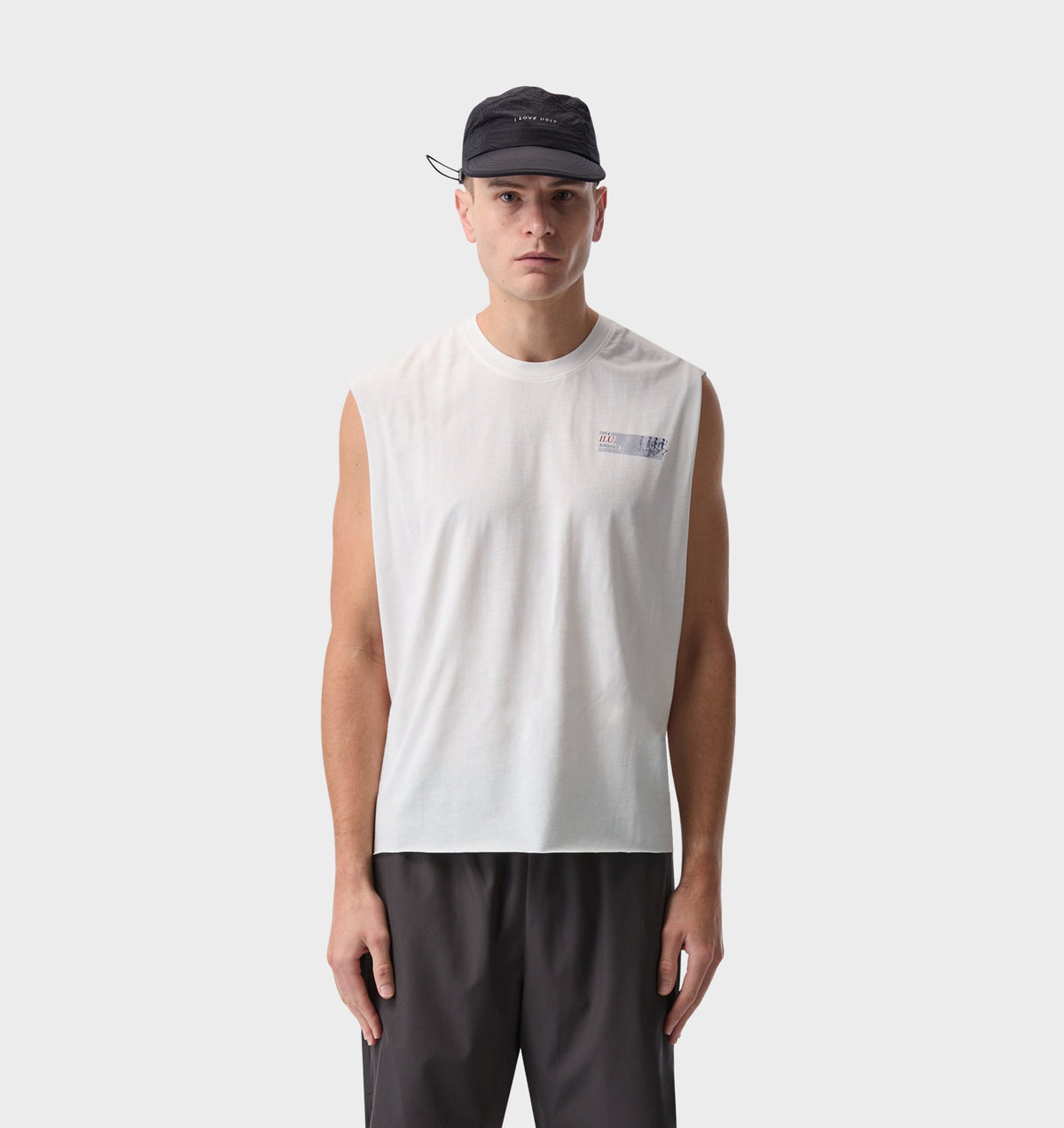 Skeleton Cotton Athletic Crop Tank - Aged White