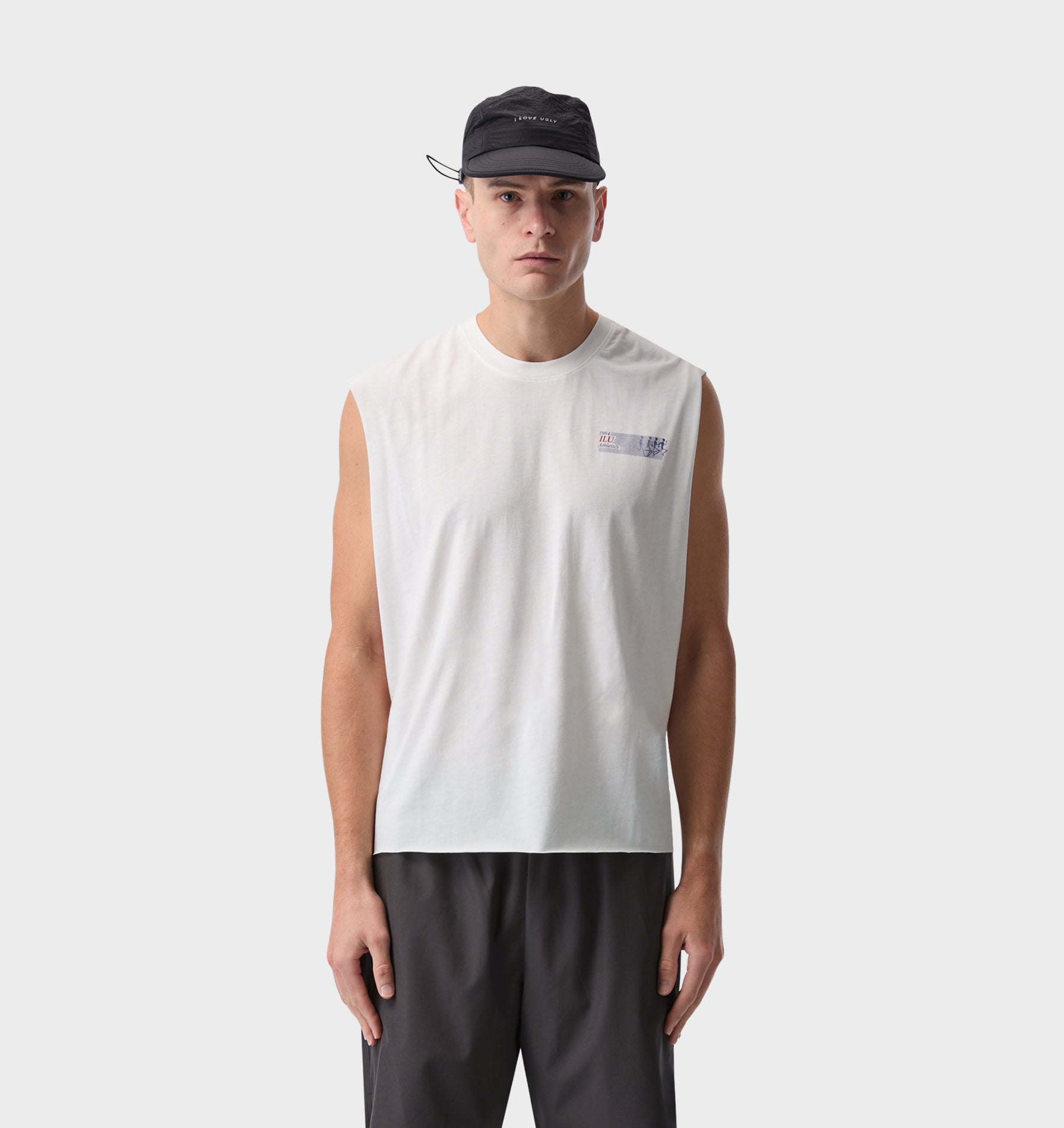 Skeleton Cotton Athletic Crop Tank - Aged White