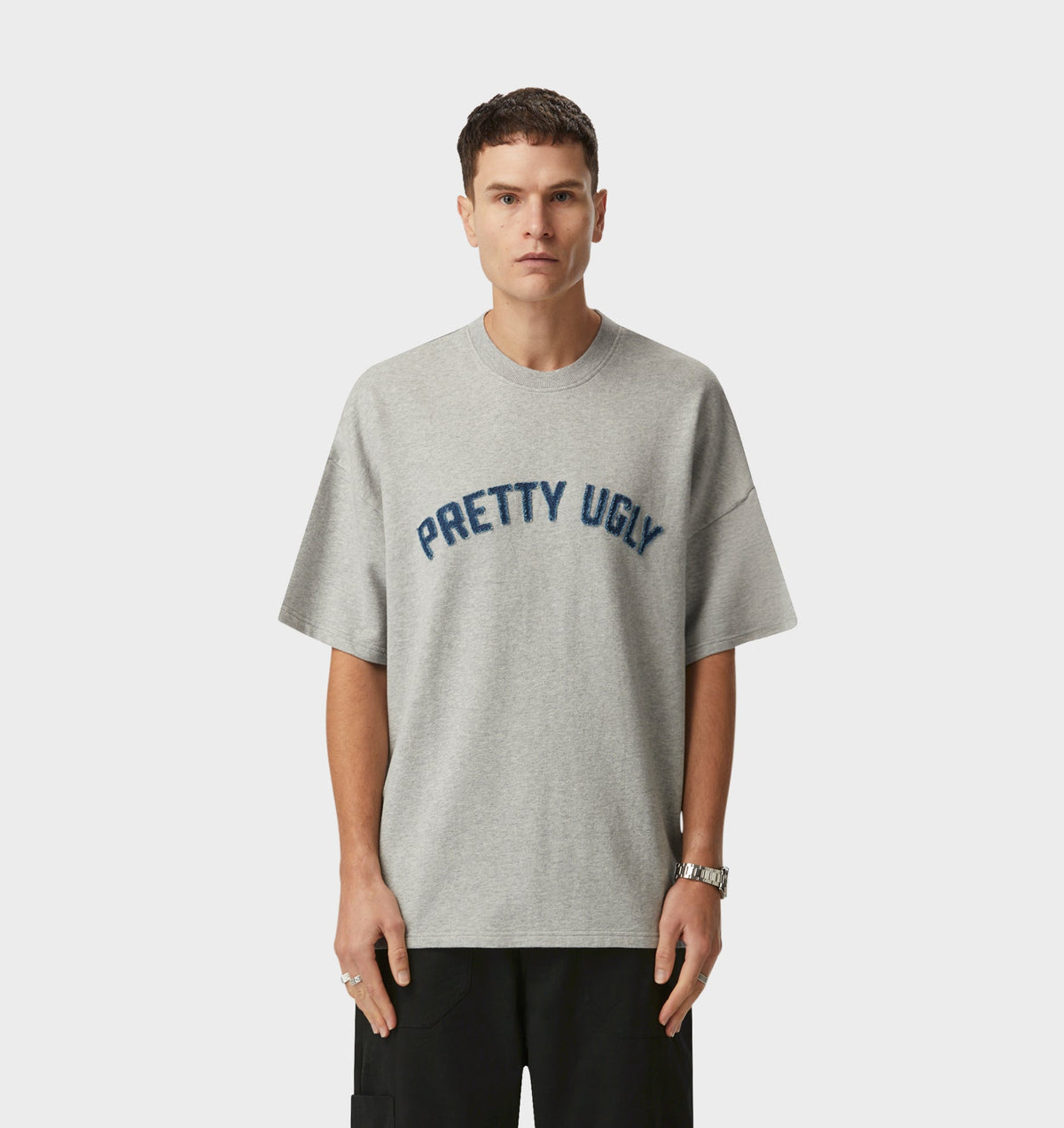 Applique Heavy Box Tee - Vintage Grey