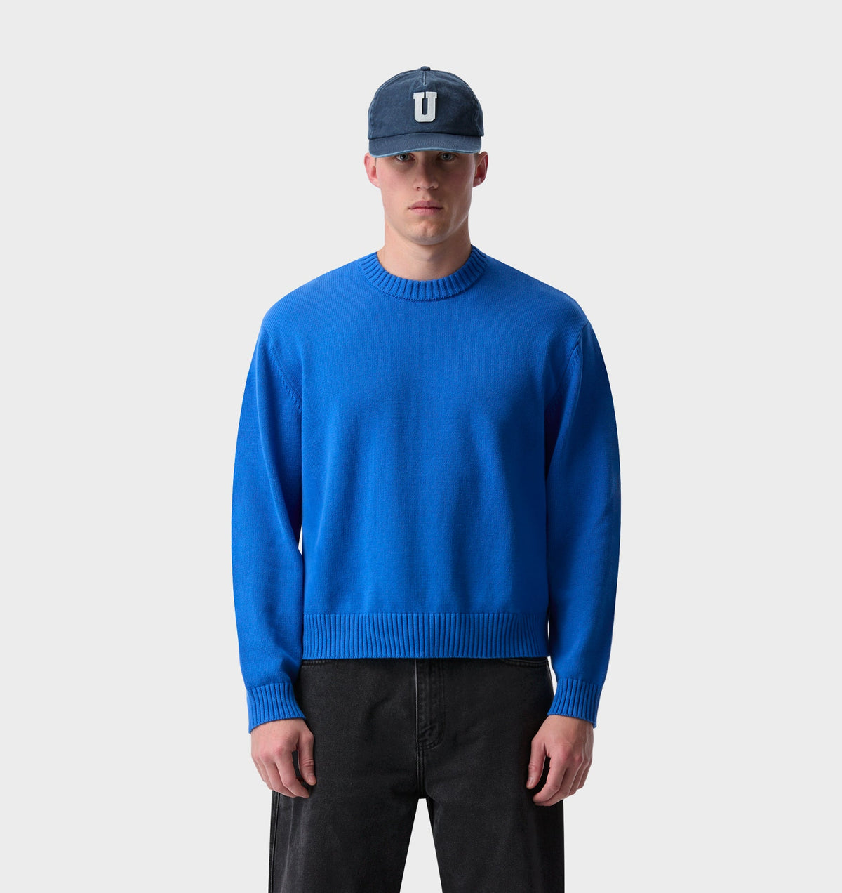 Midweight Crop Knit Sweater - Cobalt