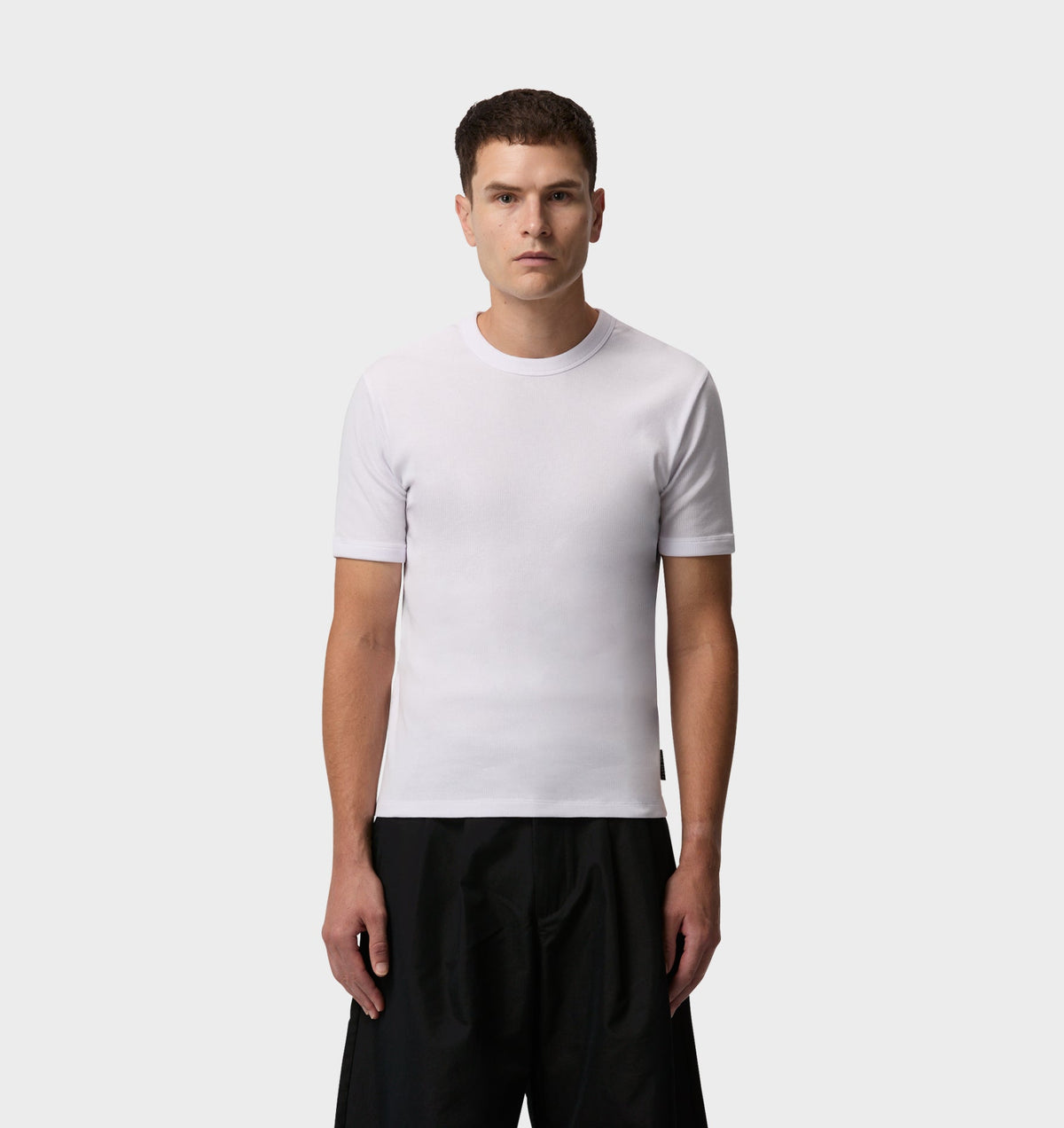 Ribbed Slim Tee - White