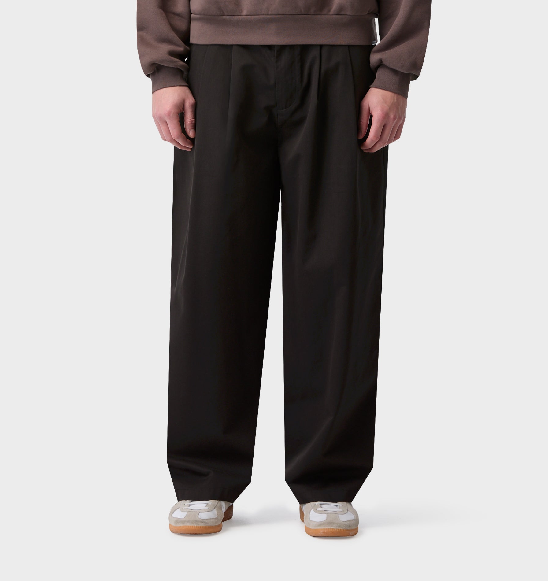 Cotton Albert Pleated Pant - Black