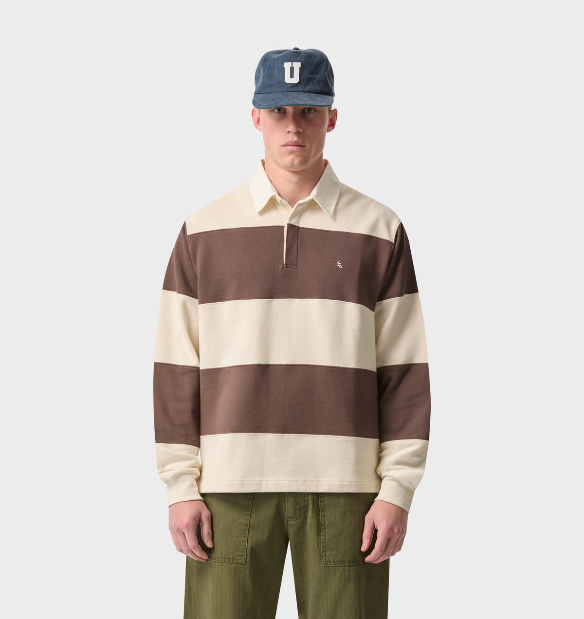 Stripe LS Rugby - Brown/Off White