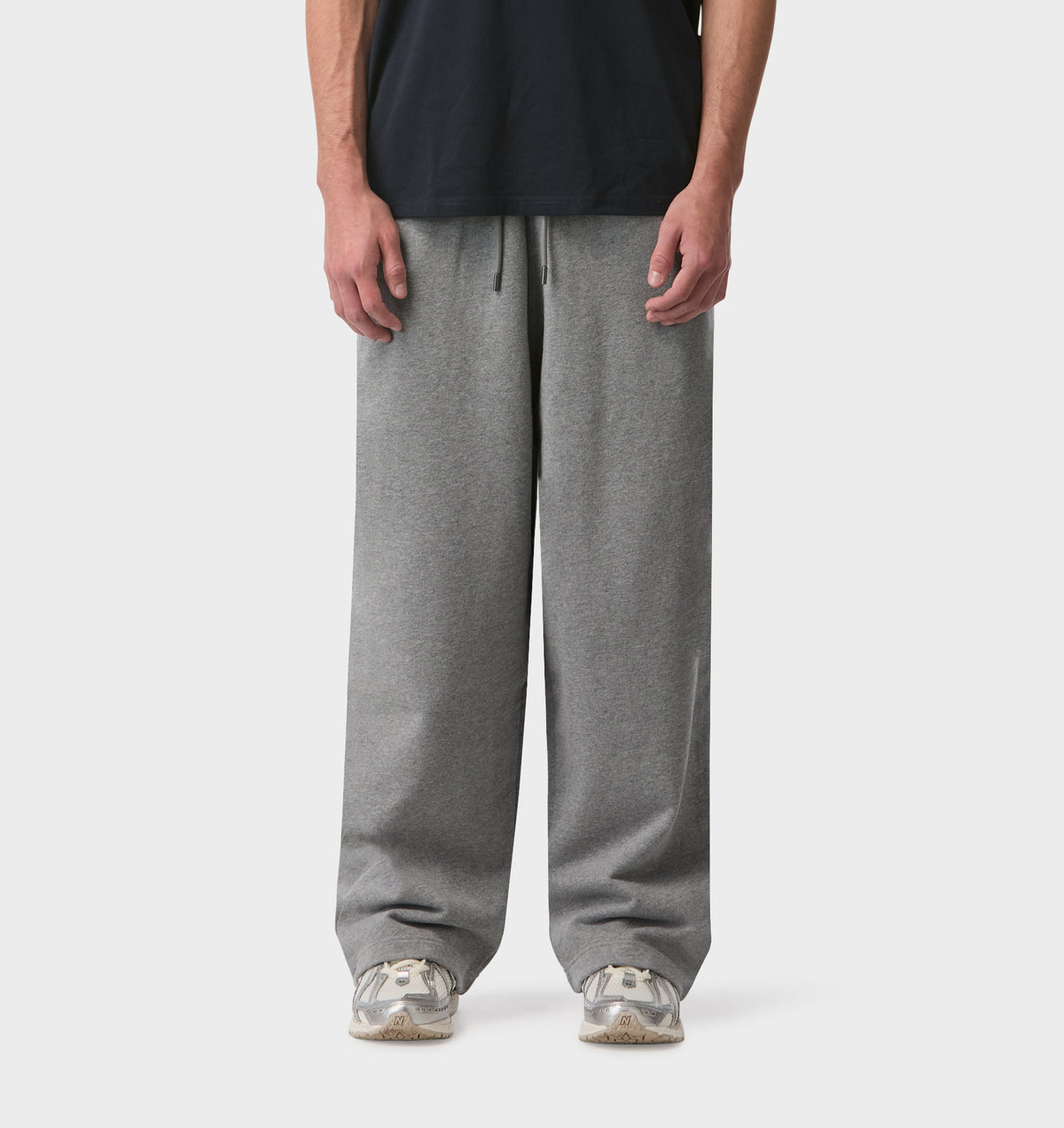 Wide Leg Track Pant - Grey Marle