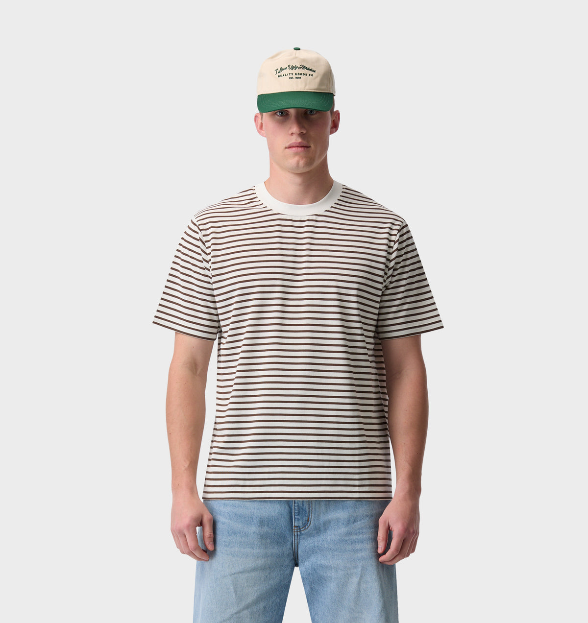 Uniform Paper Tee - Off White/ Brown Stripe