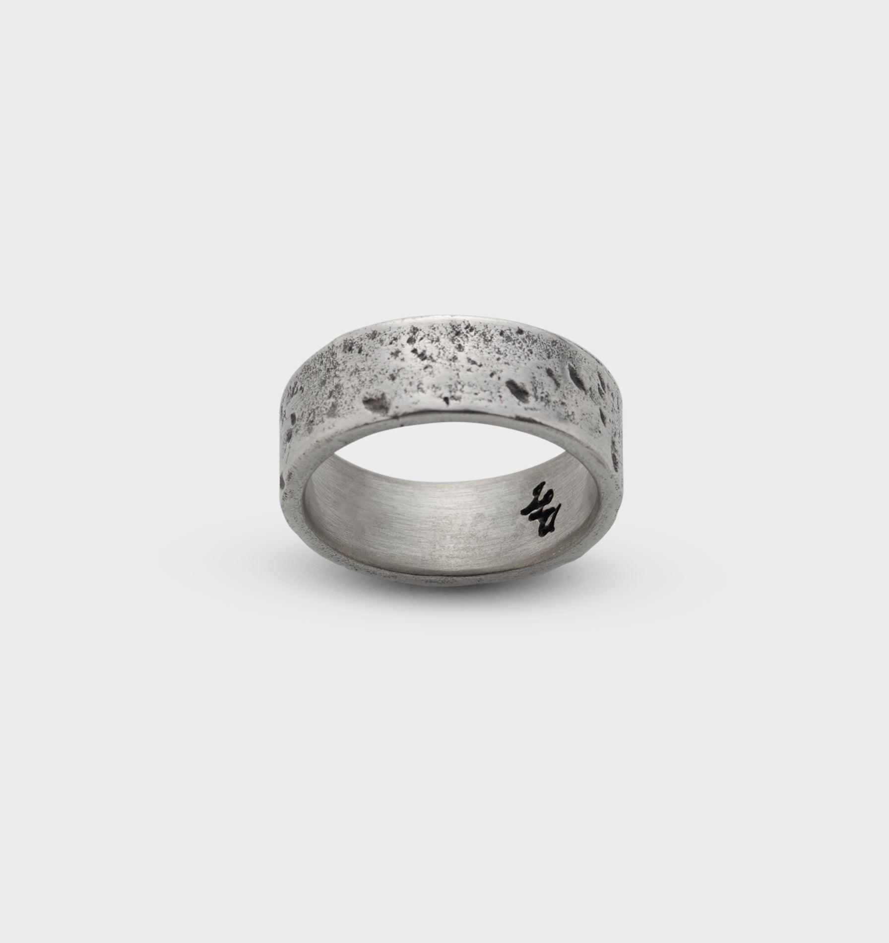 Distressed Band Ring  - White Brass