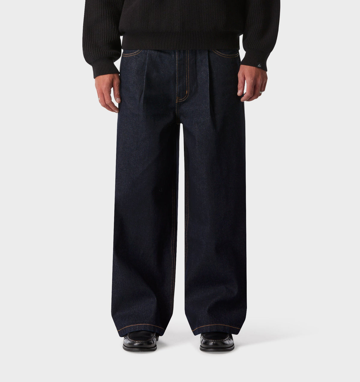 Wide Leg Pleat Denim - Indigo