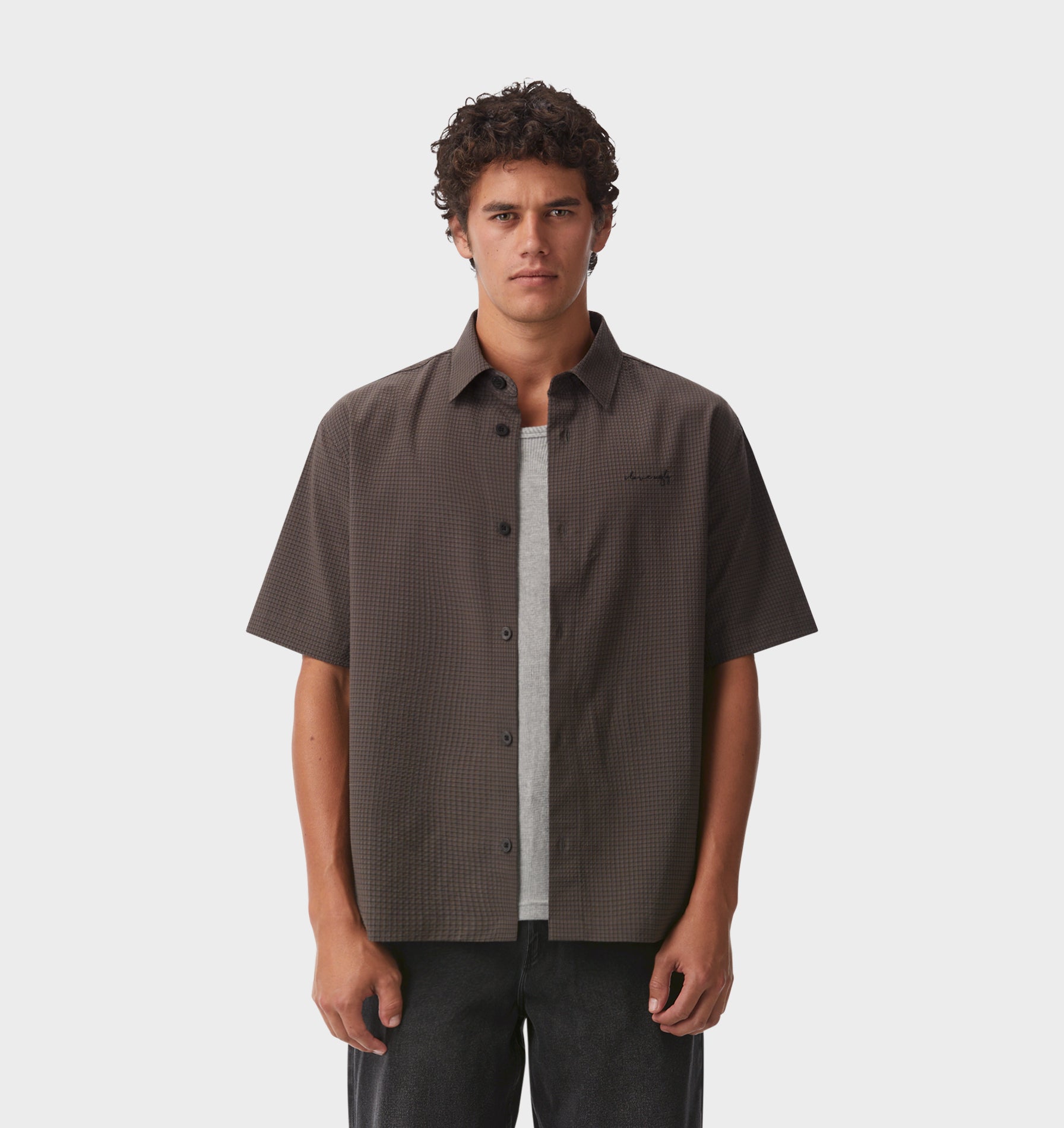 Dawson Boxy SS Shirt - Brown Check
