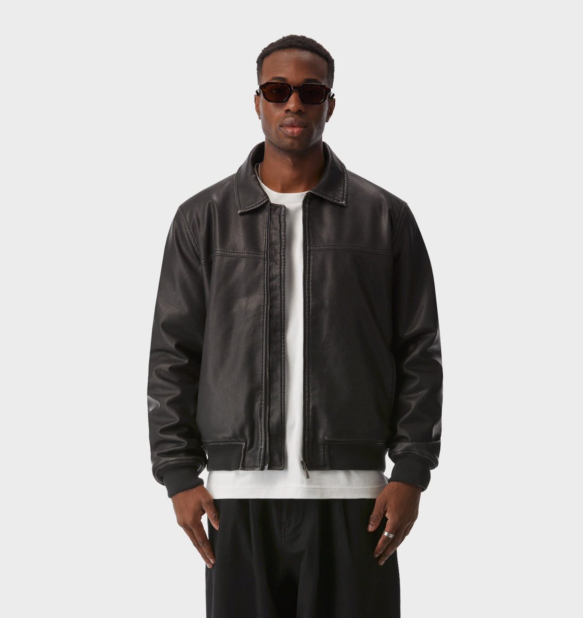 Tanner Faux Leather Jacket - Black