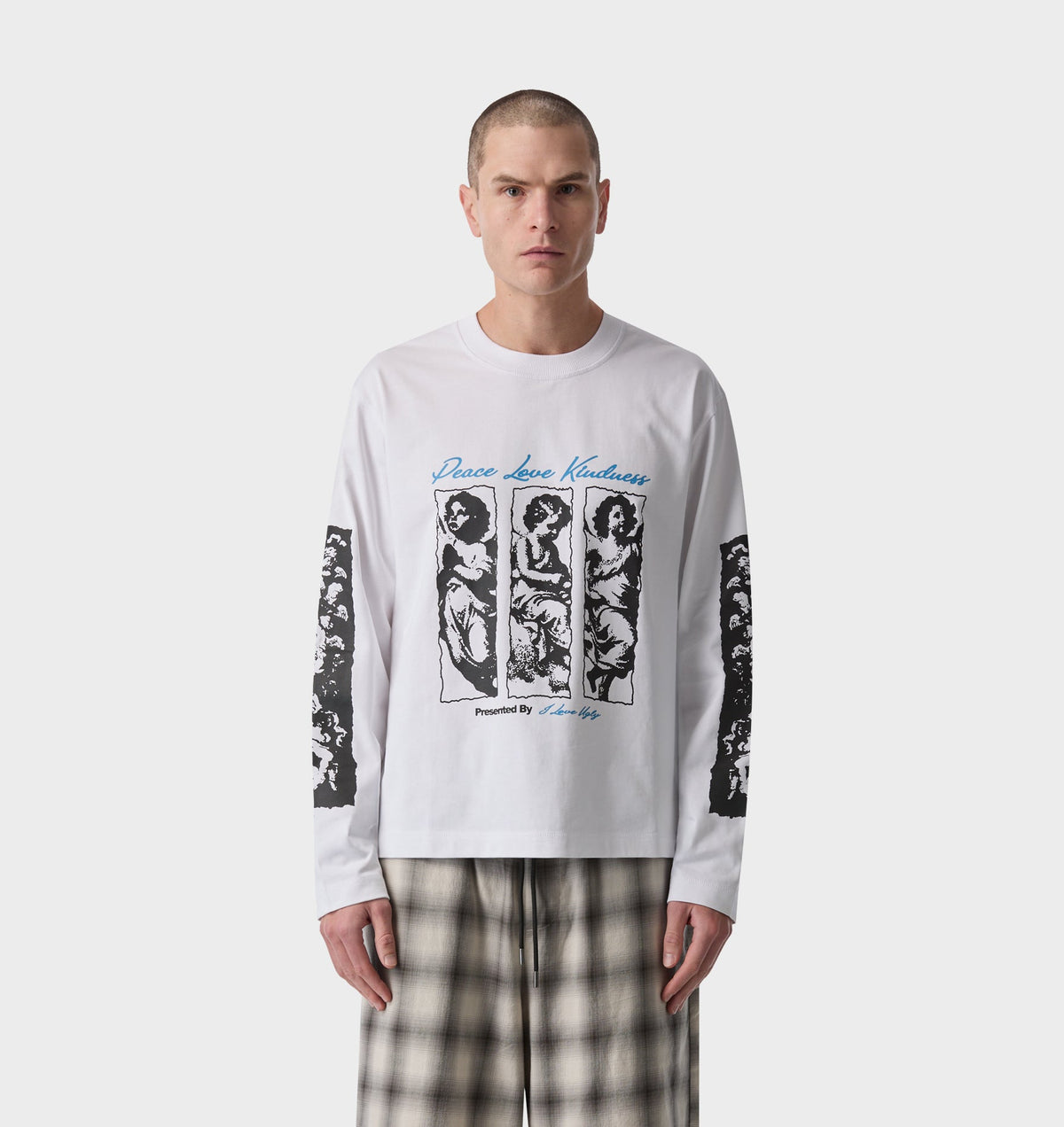 Peace Love Kindness Crop Box LS Tee - White