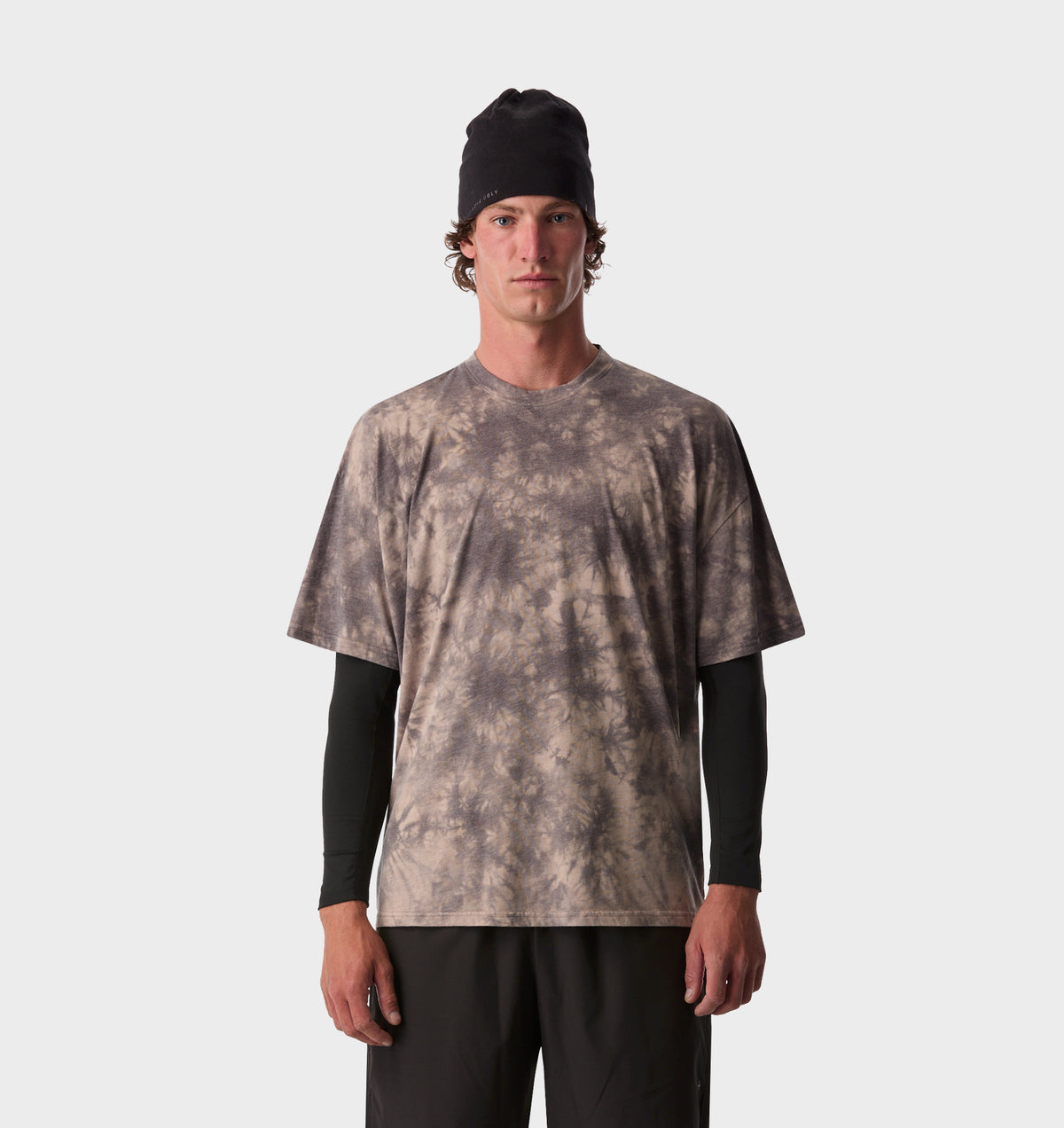 Active Cotton Box Tee - Brown Tie Dye