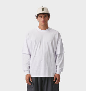 Layered LS Box Tee - White