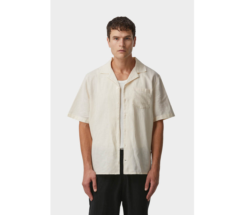 Linen Cuban Collar SS Shirt - Off White