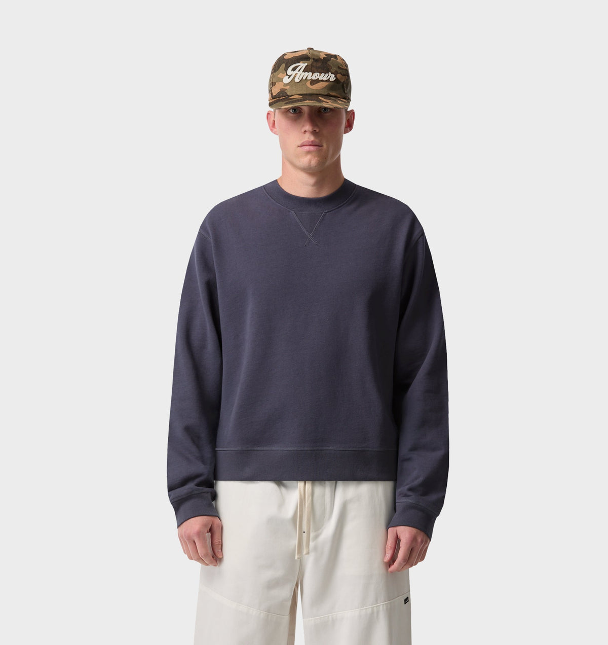 Crop Oversized Crew - Indigo