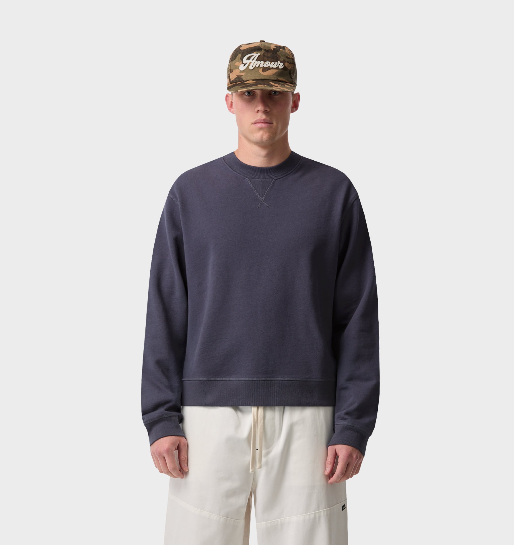Crop Oversized Crew - Indigo