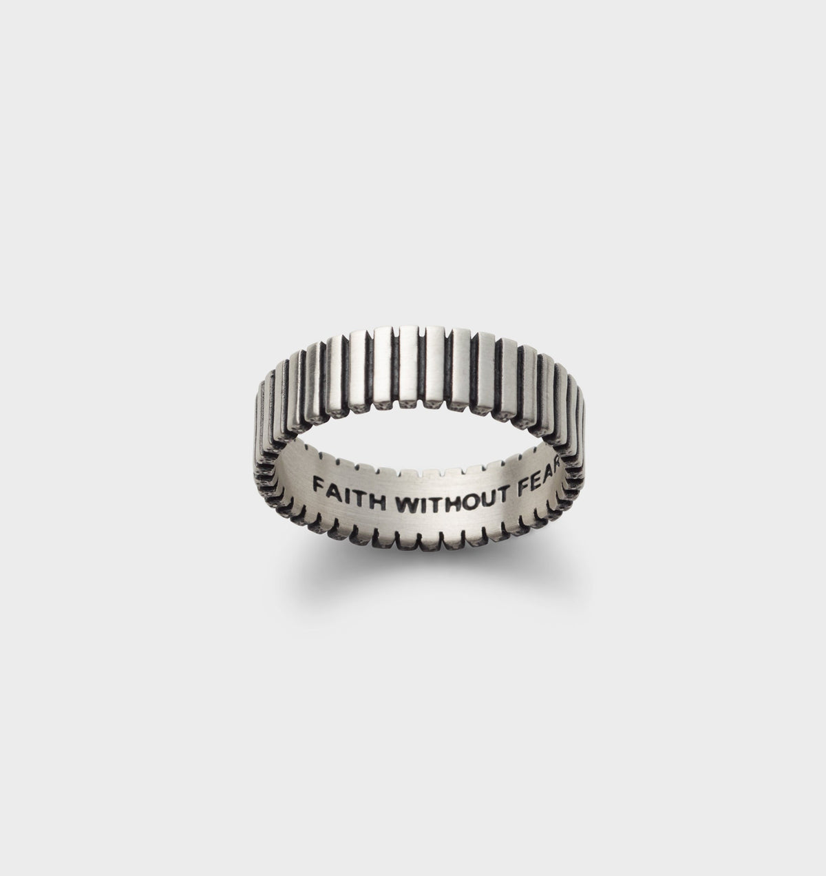 Fine Ribbed Band Ring - Silver