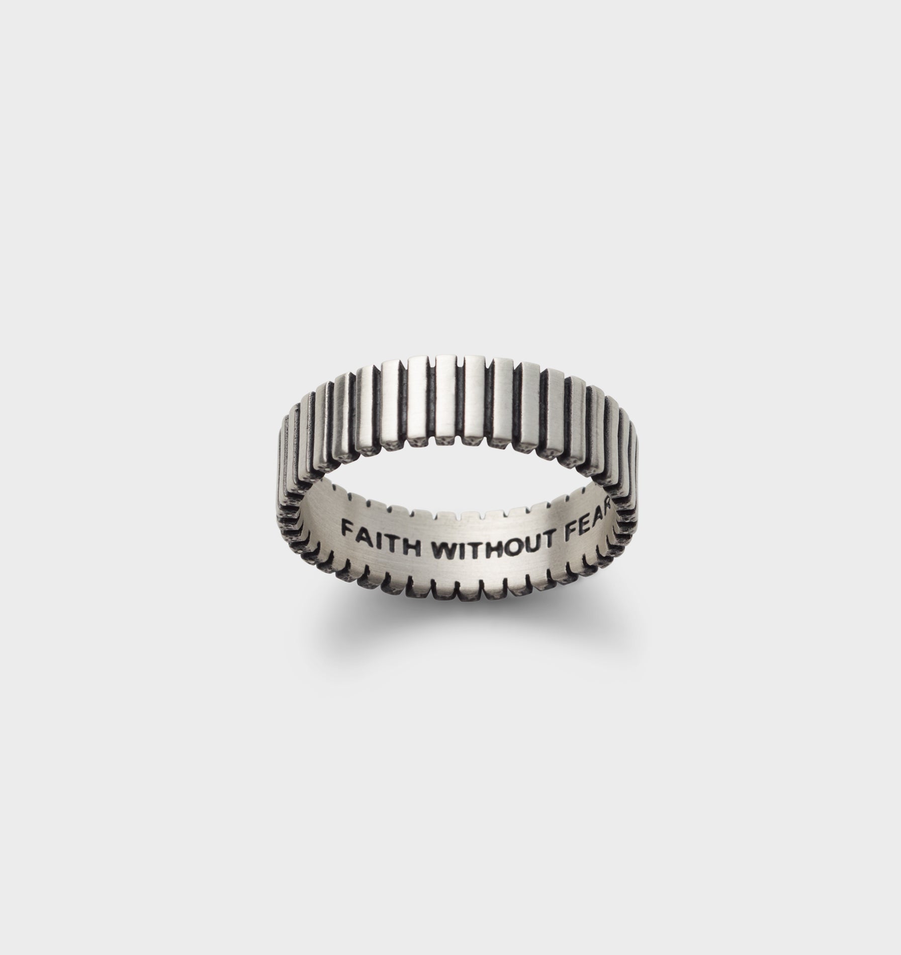 Fine Ribbed Band Ring - Silver