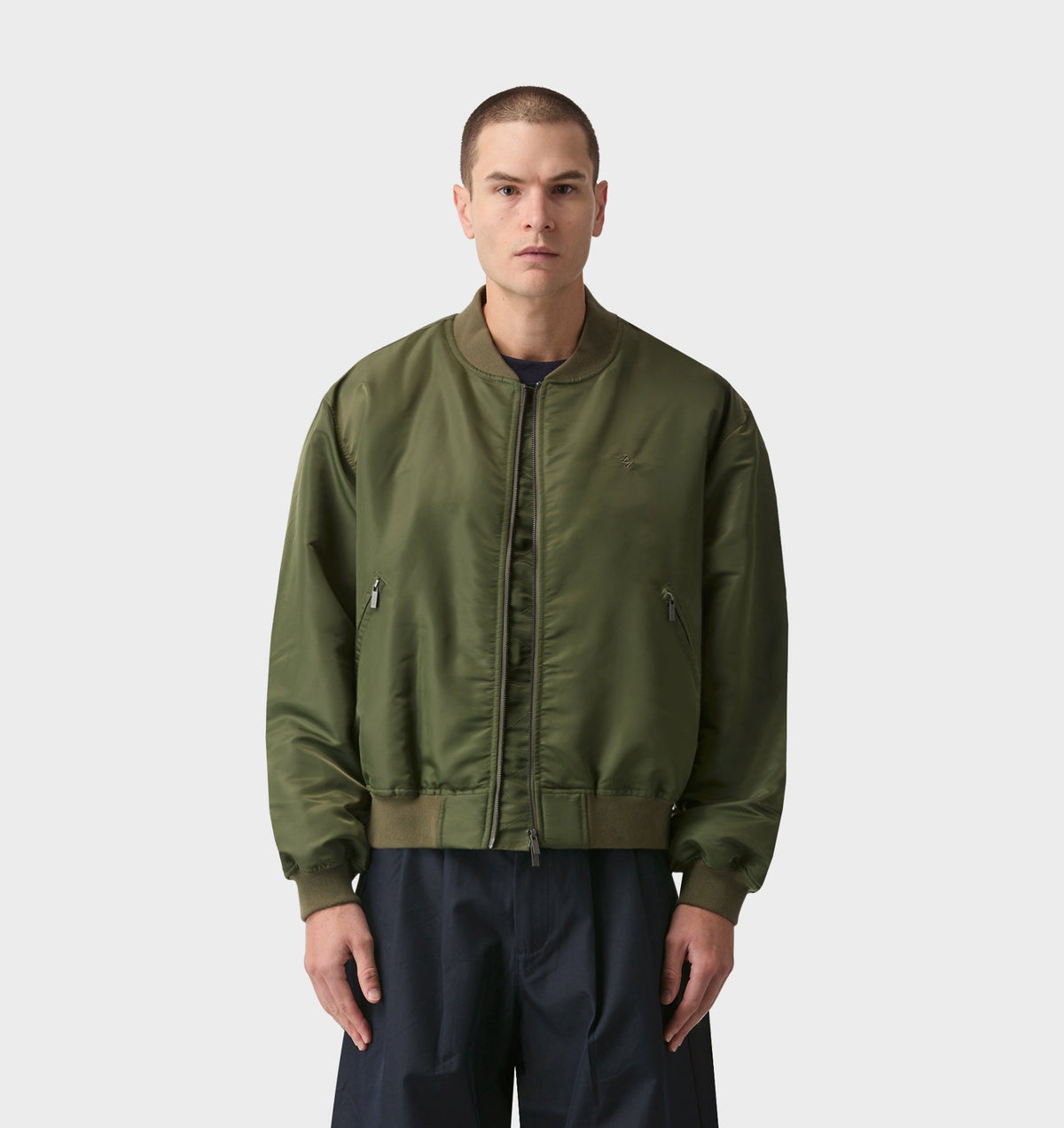 Nylon Bomber Jacket - Army Green