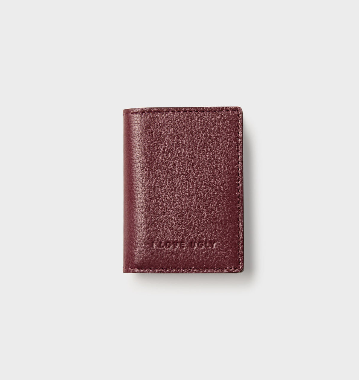 Leather Fold Card Holder - Burgundy