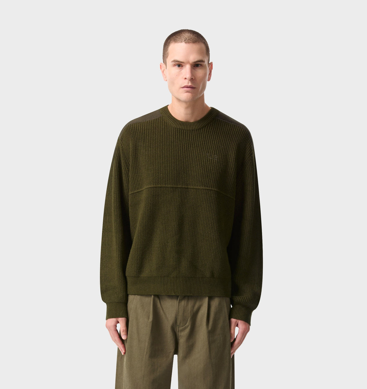 Militia Cropped Knit Sweater - Olive Marle