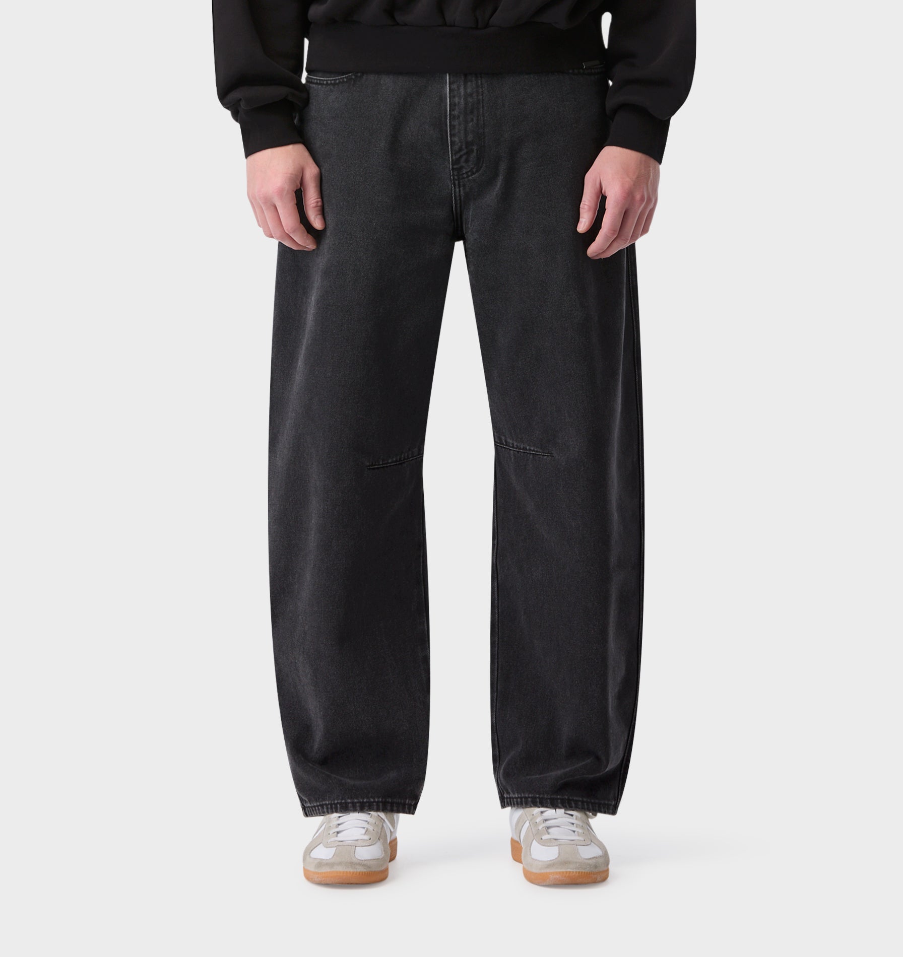 Barrel Leg Denim - Washed Black