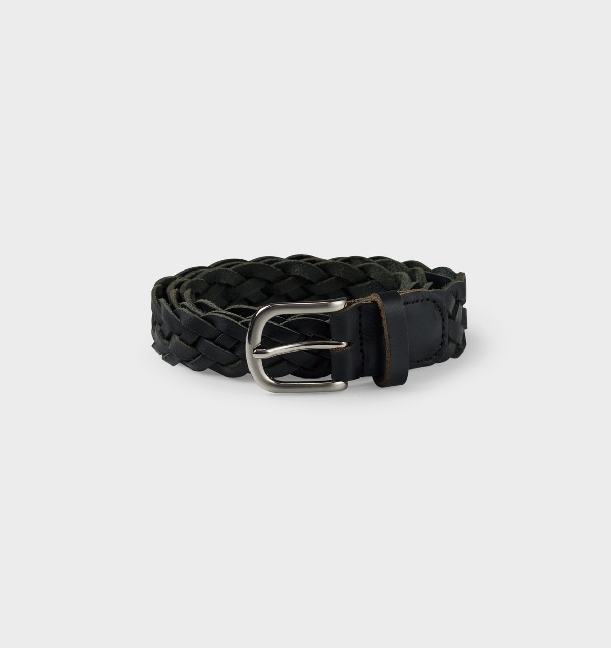 Hand-Braided Leather Belt - Black