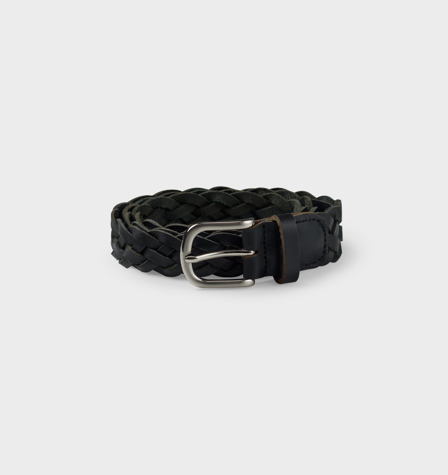 Hand-Braided Leather Belt - Black