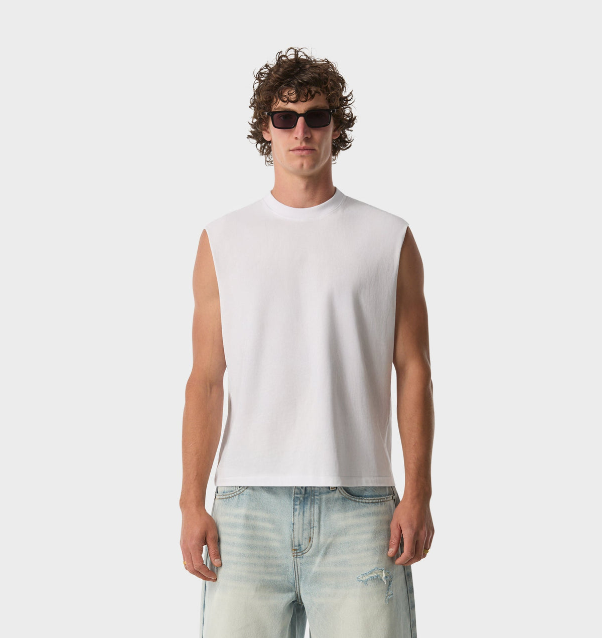 Hand Drawn Crop Tank - White
