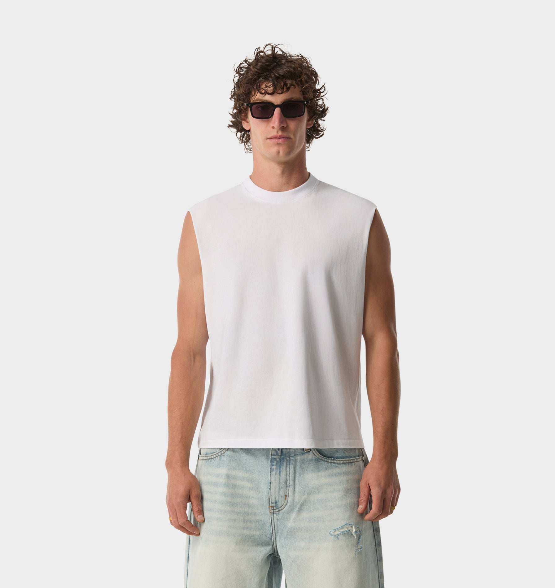 Hand Drawn Crop Tank - White