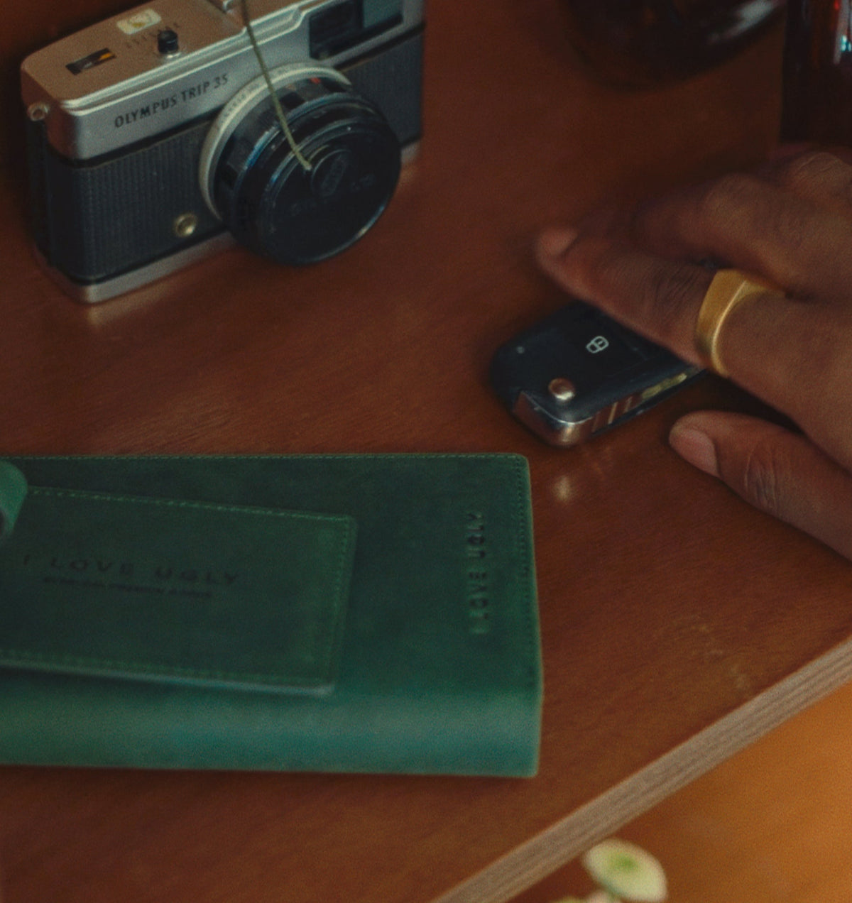 Leather Passport Holder/Luggage Tag - Green