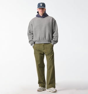 Heavy Crop Box Hood - Grey Marle/Indigo