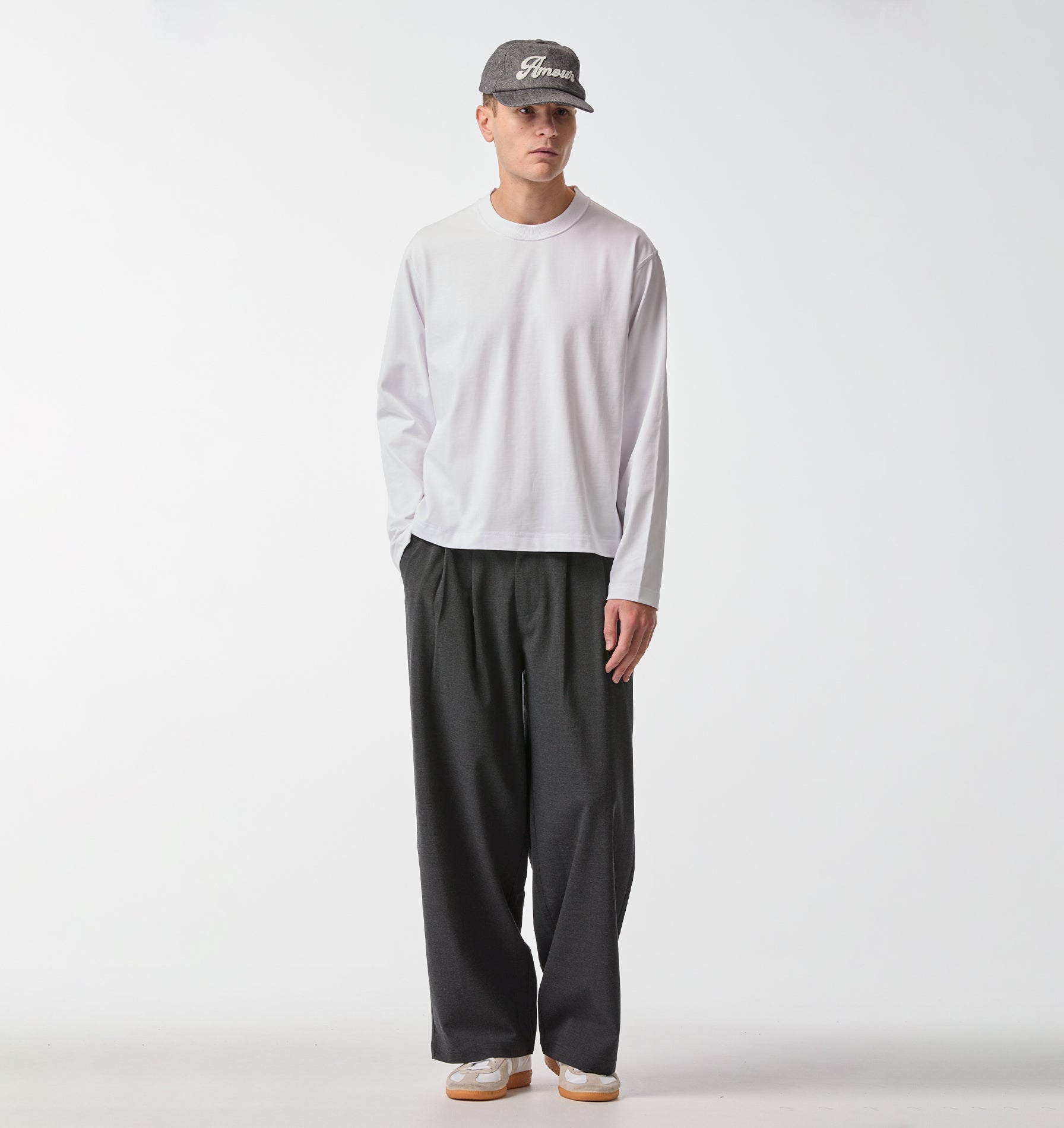Crop Box LS Tee - White
