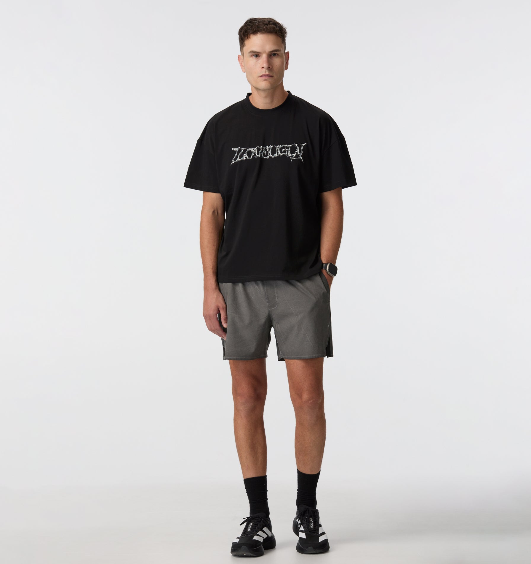 Liquid Metal Active Crop Tee - Black